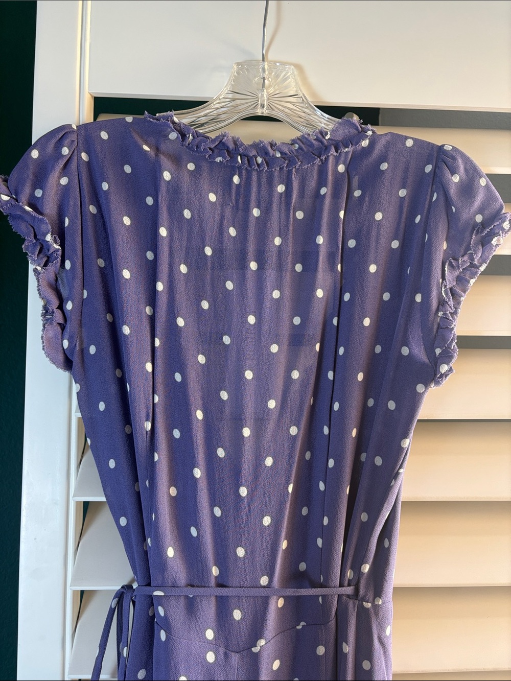 Reformation Lavender Polka Dot Wrap Midi Dress, size Small - Picture 10 of 12